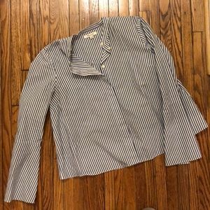 Madewell Striped crop blouse with bell sleeves